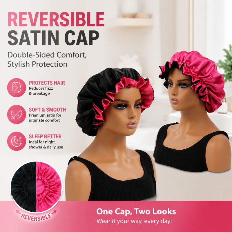 Satin Hair Bonnet - Cuffia da Doccia in Raso Reversibile