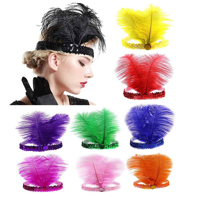 Feather Hair Extension - Paillettes Piuma Fascia di cristallo Copricapo